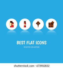Flat Icon Sweet Set Of Cocoa, Shaped Box, Delicious And Other Vector Objects. Also Includes Sweet, Delicious, Shaped Elements.