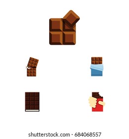 Flat Icon Sweet Set Of Cocoa, Shaped Box, Dessert And Other Vector Objects. Also Includes Delicious, Cocoa, Dessert Elements.