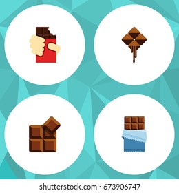 Flat Icon Sweet Set Of Delicious, Cocoa, Shaped Box And Other Vector Objects. Also Includes Chocolate, Box, Shaped Elements.