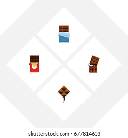 Flat Icon Sweet Set Of Delicious, Wrapper, Bitter And Other Vector Objects. Also Includes Delicious, Bitter, Cocoa Elements.