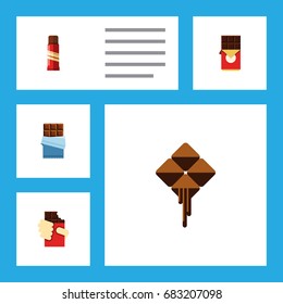 Flat Icon Sweet Set Of Sweet, Delicious, Bitter And Other Vector Objects. Also Includes Delicious, Bitter, Confection Elements.