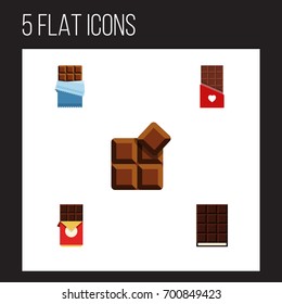 Flat Icon Sweet Set Of Dessert, Cocoa, Chocolate And Other Vector Objects. Also Includes Dessert, Chocolate, Cocoa Elements.