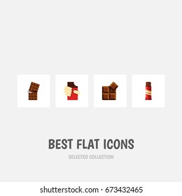 Flat Icon Sweet Set Of Shaped Box, Wrapper, Cocoa And Other Vector Objects. Also Includes Wrapper, Delicious, Confection Elements.