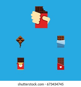 Flat Icon Sweet Set Of Shaped Box, Delicious, Chocolate Bar And Other Vector Objects. Also Includes Shaped, Box, Chocolate Elements.