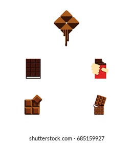 Flat Icon Sweet Set Of Shaped Box, Dessert, Wrapper And Other Vector Objects. Also Includes Delicious, Chocolate, Wrapper Elements.