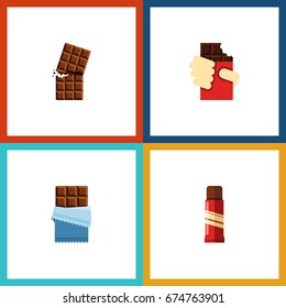 Flat Icon Sweet Set Of Wrapper, Sweet, Shaped Box And Other Vector Objects. Also Includes Chocolate, Confection, Box Elements.