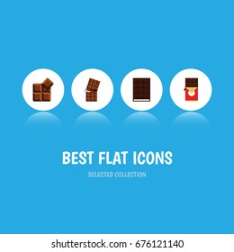 Flat Icon Sweet Set Of Wrapper, Cocoa, Dessert And Other Vector Objects. Also Includes Delicious, Wrapper, Dessert Elements.