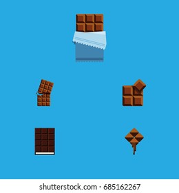 Flat Icon Sweet Set Of Wrapper, Delicious, Cocoa And Other Vector Objects. Also Includes Delicious, Bitter, Shaped Elements.