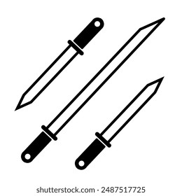 Flat icon of sword in black color