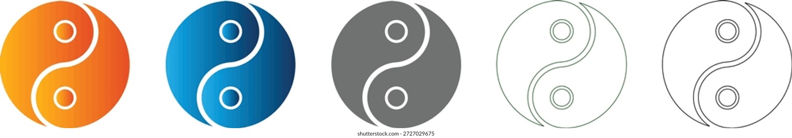 Um ícone plano simbolizando a filosofia Yin Yang, apresentado em formato vetorial preto sólido, isolado em um fundo branco como parte de um conjunto de ícones consistente.