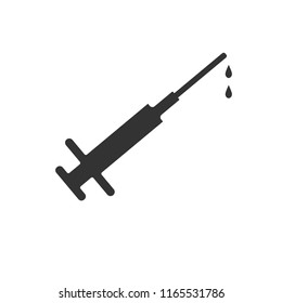Flat icon syringe isolated on white background. Vector illustration. Needle icon. Injection.