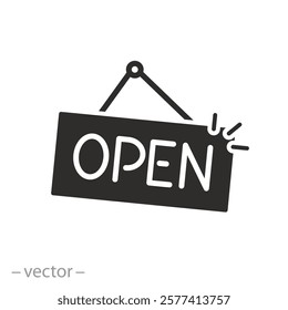 flat icon of tag open on the door board, vector illustration