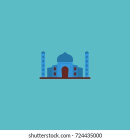 Flat Icon Taj Mahal Element. Vector Illustration Of Flat Icon India Mosque Isolated On Clean Background. Can Be Used As Taj, Mahal And India Symbols.