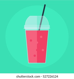 flat icon take away smoothie in plastic glass