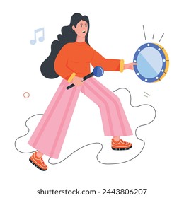 A flat icon of tambourine player