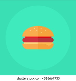 flat icon Tasty hamburger with meat and cheese