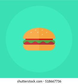 flat icon Tasty hamburger with meat and cheese