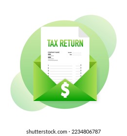 Flat icon. Tax return, great design for any purposes. File management. Business icon