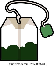 Flat icon of a tea bag. Perfect for tea shops, cafe menus, herbal tea concepts.