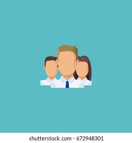 Flat Icon Team Element. Vector Illustration Of Flat Icon Group Isolated On Clean Background. Can Be Used As Unity, Team And Group Symbols.