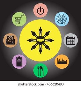 Flat icon of team work