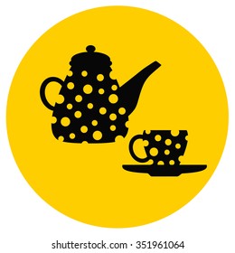 Flat icon of a teapot and Cup