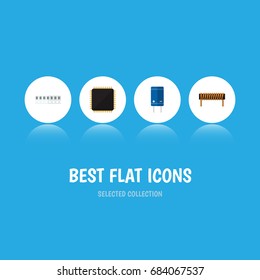Flat Icon Technology Set Of Cpu, Memory, Transistor And Other Vector Objects. Also Includes Cpu, Access, Random Elements.