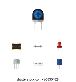 Flat Icon Technology Set Of Memory, Recipient, Receptacle And Other Vector Objects. Also Includes Central, Fiildistor, Transducer Elements.