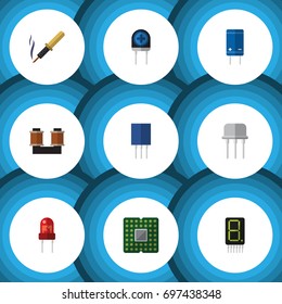 Flat Icon Technology Set Of Receptacle, Transducer, Display And Other Vector Objects. Also Includes Receptacle, Set, Display Elements.