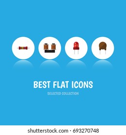 Flat Icon Technology Set Of Triode, Recipient, Resistance And Other Vector Objects. Also Includes Resistor, Triode, Electronics Elements.