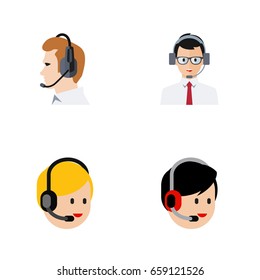 Flat Icon Telemarketing Set Of Help, Telemarketing, Operator And Other Vector Objects. Also Includes Operator, Center, Service Elements.