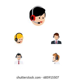 Flat Icon Telemarketing Set Of Hotline, Help, Call Center And Other Vector Objects. Also Includes Call, Human, Hotline Elements.