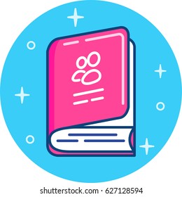 Flat icon telephone directory. Pink notebook.