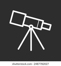 flat icon of telescope. simple icon for learning. school. astrophotography learning. outer space black theme