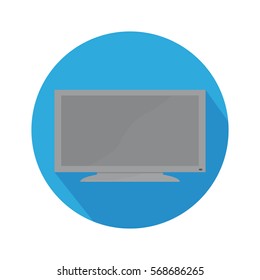 Flat Icon Television Screen With Long Shadow For Travel and Hotel
