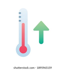 Medición de aumento de temperatura de icono plana para la enfermedad