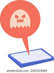 Flat icon of terror cyber bullying