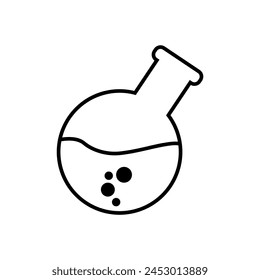Flaches Symbol des Reagenzglases zum Mischen chemischer Substanzen, in der Kunst, Chemie, exakten Wissenschaften, Bildung.