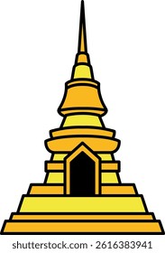 flat icon of thai temple pagoda