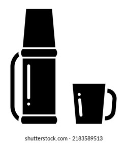 Flat icon of the thermos and mug
