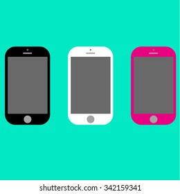 Flat icon of three mobile phones