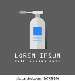 Flat icon of throat spray bottle with shadow. Vector illustration. Medical aid for colds and flu. Spray for allergies and asthma symptoms. Oral freshener
