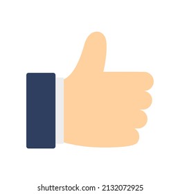 Flat icon thumb up isolated on white background. Vector illustration.