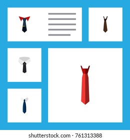 Flat Icon Tie Set Of Necktie, Tailoring, Tie And Other Vector Objects. Also Includes Necktie, Formal, Cravat Elements.