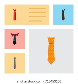 Flat Icon Tie Set Of Style, Tie, Tailoring And Other Vector Objects. Also Includes Formal, Style, Necktie Elements.