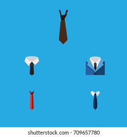 Flat Icon Tie Set Of Tie, Suit, Textile And Other Vector Objects. Also Includes Tie, Suit, Fashion Elements.