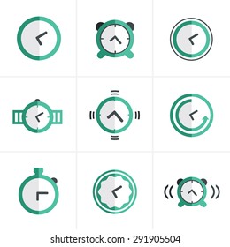 Flat icon Time Clock Icons Set, Vector Design