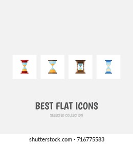 Flat Icon Timer Set Of Clock, Loading, Minute Measuring And Other Vector Objects. Also Includes Sandglass, Sand, Instrument Elements.