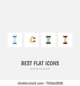 Flat Icon Timer Set Of Hourglass, Waiting, Loading And Other Vector Objects. Also Includes Sandglass, Measurement, Timer Elements.