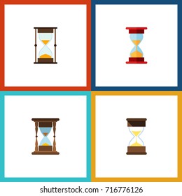 Flat Icon Timer Set Of Loading, Minute Measuring, Sand Timer Vector Objects. Also Includes Sand, Instrument, Hourglass Elements.